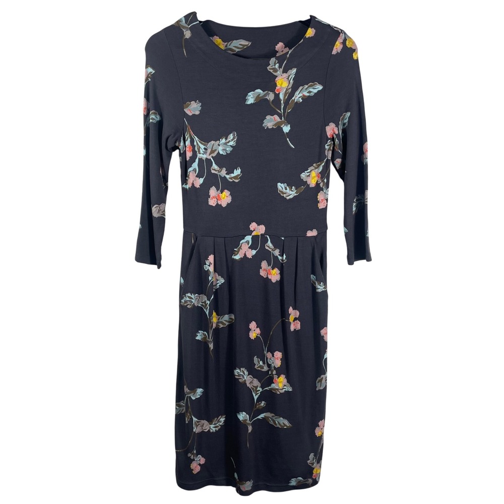 Joules Beth Floral‎ Fit & Flare Dress Blue Floral Pleated Long Sleeve Size US 6